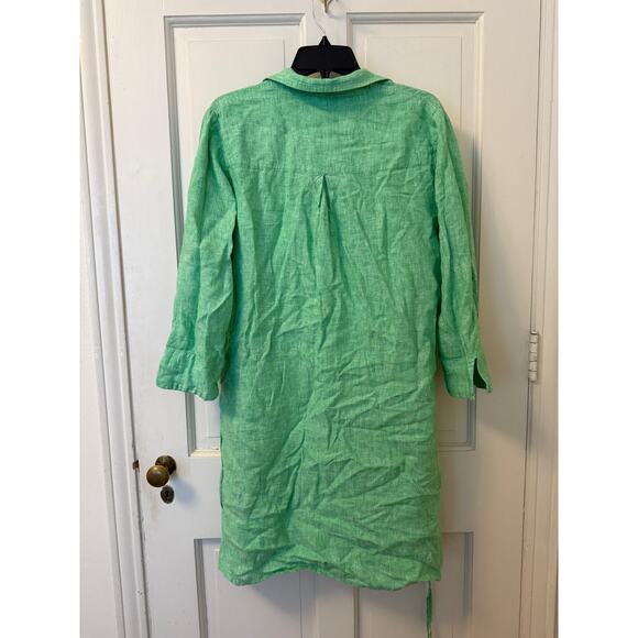Lilly Pulitzer Pilar Tunic Linen Shirt Dress Gecko Lime Green  – Size Large - Picture 4 of 5